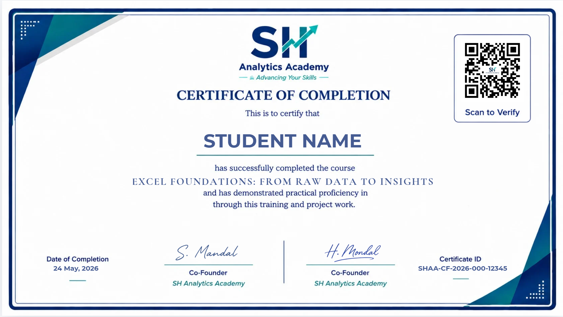 SH Analytics Academy Certificate of Completion preview