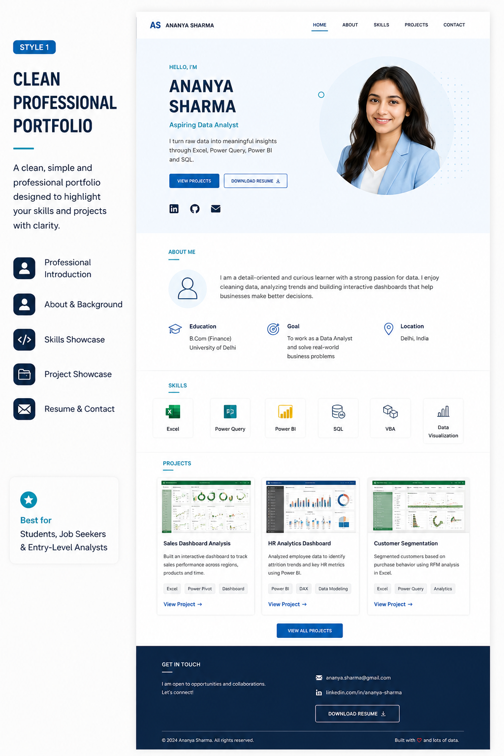 Clean Professional portfolio style